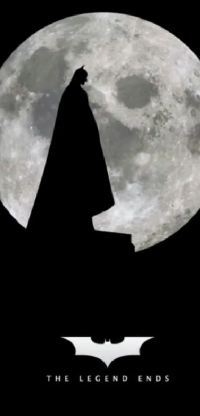 Batman silhouette against a full moon wallpaper.