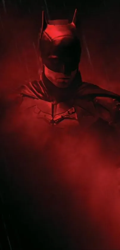 Dark hero in a red misty background.