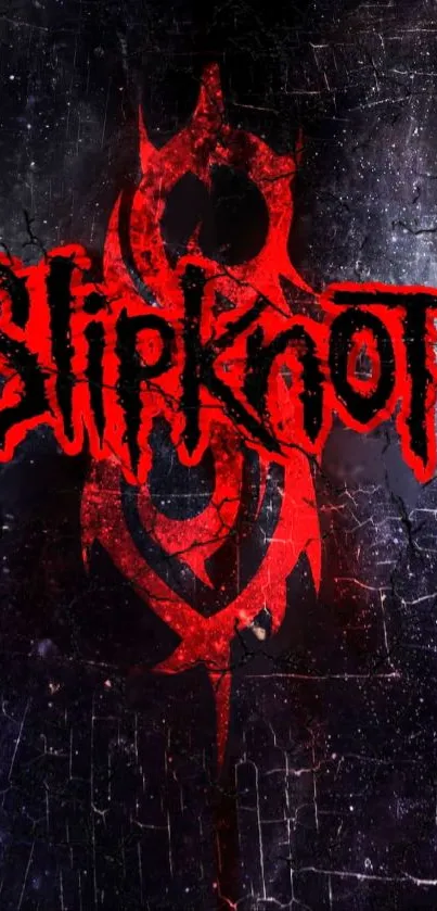 Slipknot-inspired wallpaper with red logo on dark background.