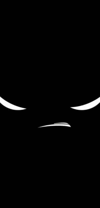 Dark minimalist wallpaper with expressive eyes on black background.