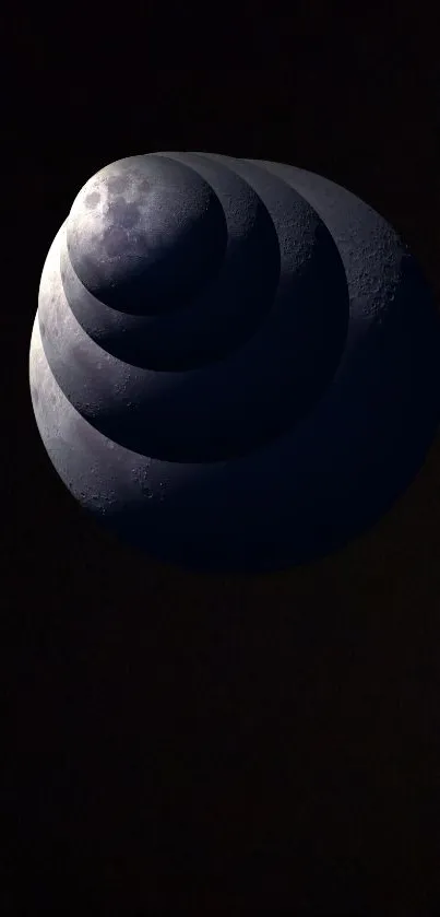 Dark abstract wallpaper with layered moon phases.