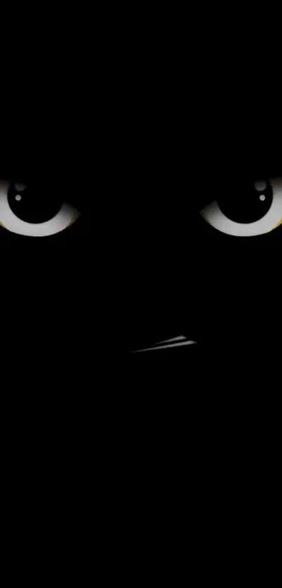 Dark wallpaper with mysterious, glowing eyes on a black background.