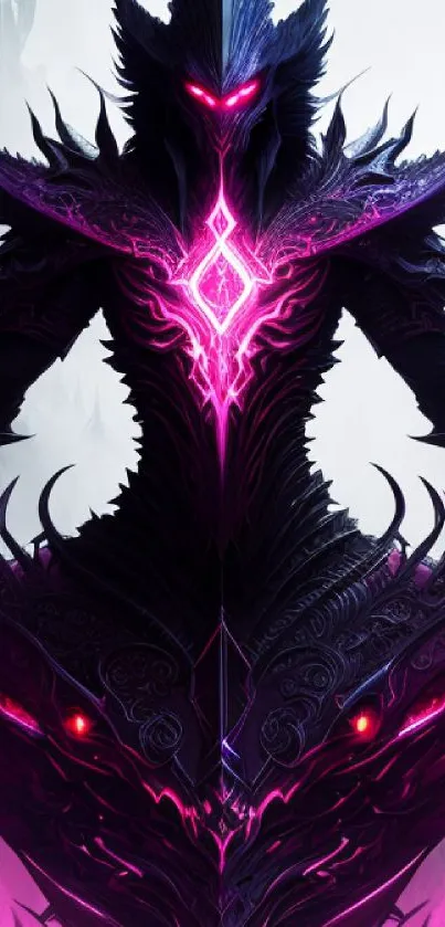 Dark fantasy warrior with purple aura on mobile wallpaper.