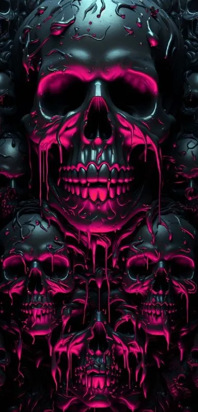 Dark, neon skull wallpaper for mobile devices.