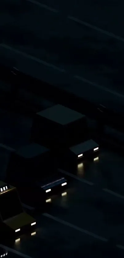 Minimalistic dark road with cars at night.