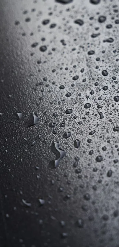 Dark raindrop wallpaper with elegant water droplets on black surface.