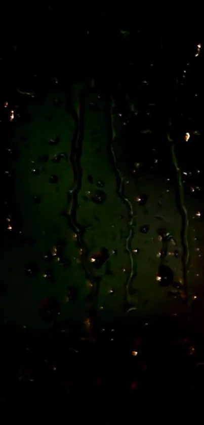 Dark green wallpaper with water droplets.