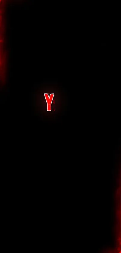 Dark minimalist wallpaper with red accent and letter Y design.