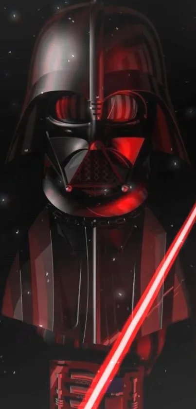 Dark character with red lightsaber wallpaper