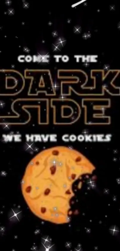 Dark side themed wallpaper with cookie and starry background.