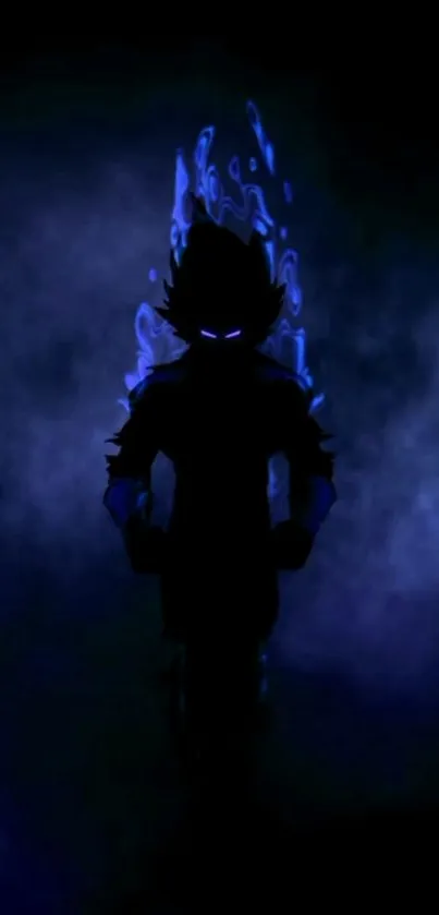 Dark silhouette with blue aura wallpaper.