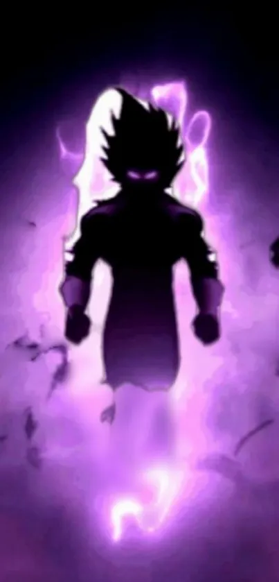 Silhouette surrounded by purple energy aura.