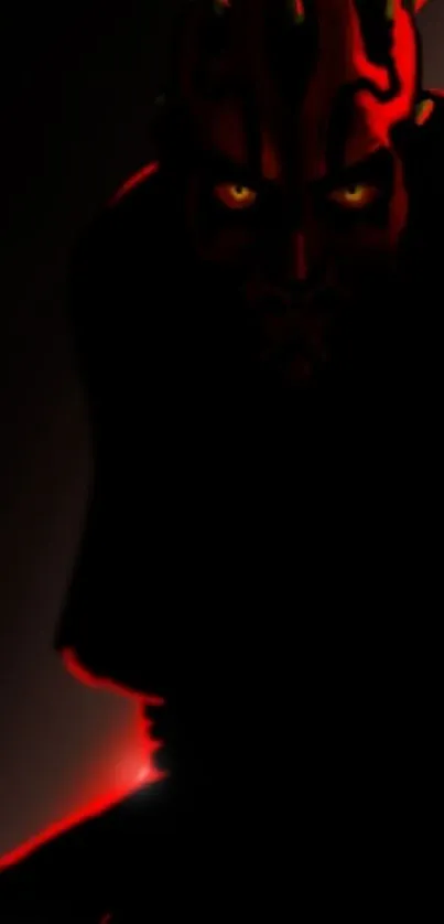 Dark figure with red glow and menacing presence.