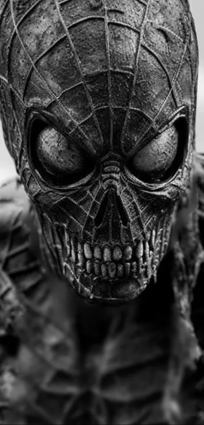 Dark skeletal hero wallpaper in black and white.