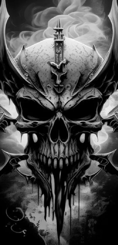 Dark skull mobile wallpaper with gothic design.