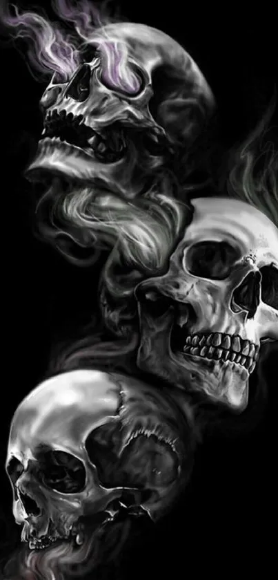 Dark skull art wallpaper with smoky effect.