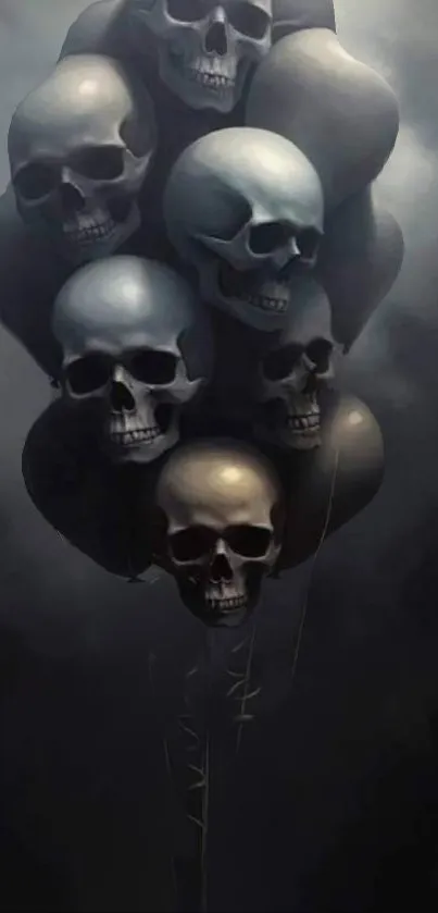 Dark and gothic skulls balloon mobile wallpaper art.