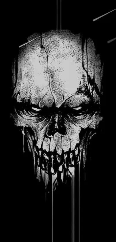 Dark skull design on a black background.