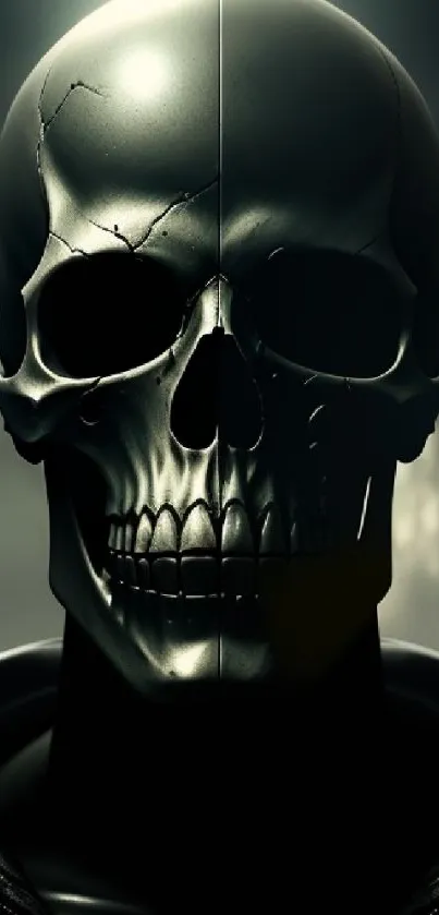 Dark gothic skull mobile wallpaper with eerie atmosphere.