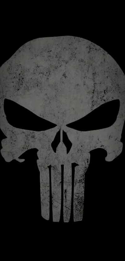 Grunge skull design on black phone wallpaper
