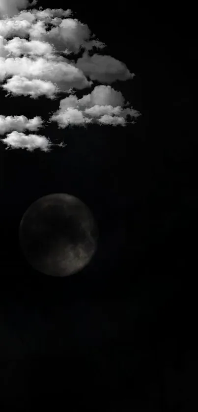 Dark night sky with clouds and subtle moon.