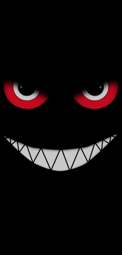 Dark wallpaper with grinning face and red eyes