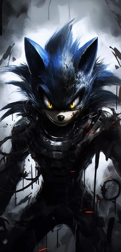 Dark Sonic character art with striking blue hues.