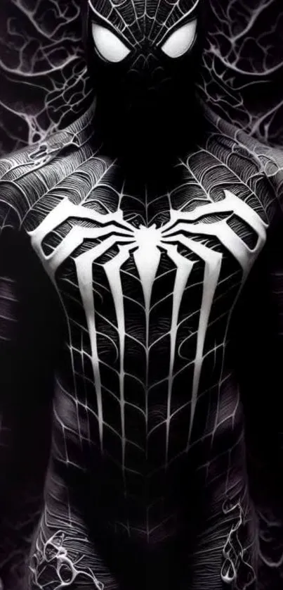 Black Spider suit inspired mobile wallpaper.
