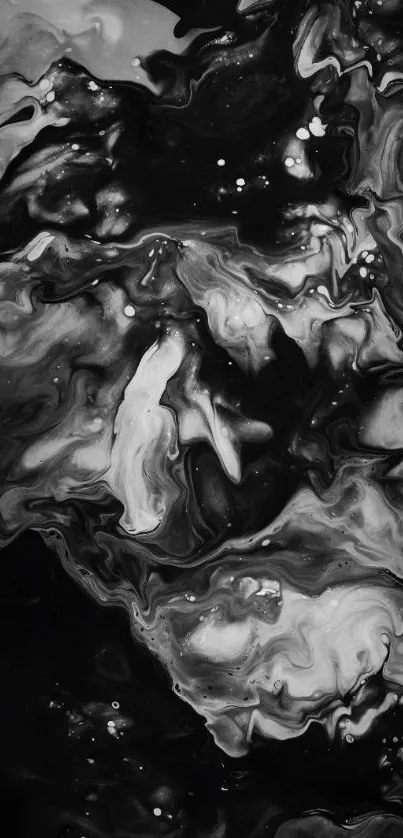 Black and white abstract swirl phone wallpaper.