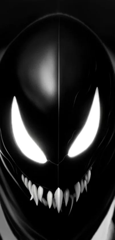 Dark symbiote mobile wallpaper with intense contrast and bold design.