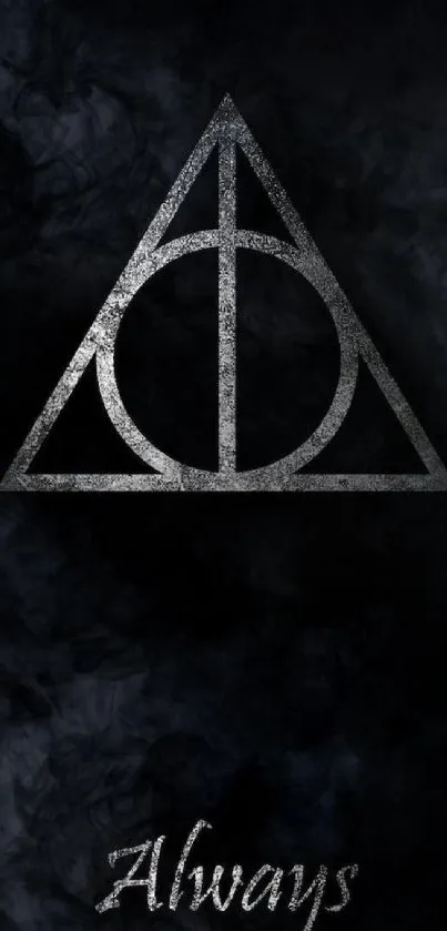 Mysterious dark symbol on black wallpaper background.