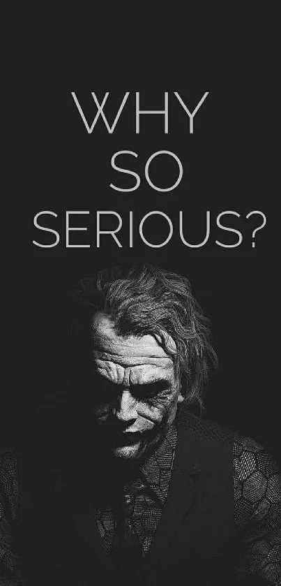 Dark-themed Joker wallpaper with 'Why So Serious' text.