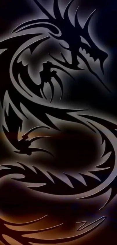 Tribal dragon wallpaper with dark gradient background