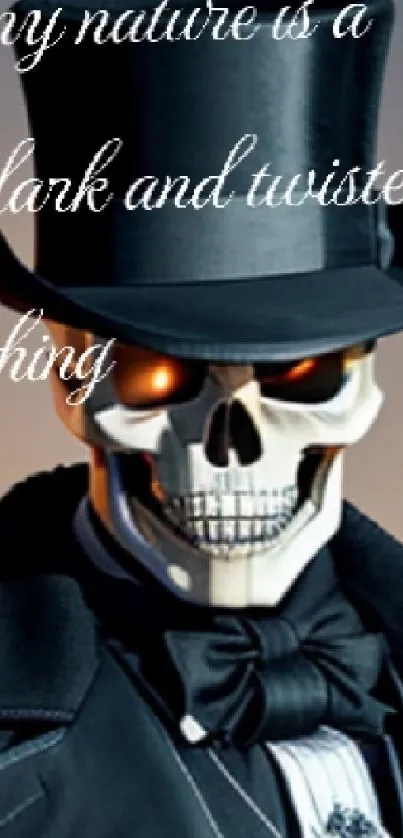 A dark and twisted skull with a top hat.