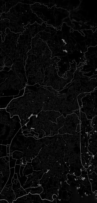 Intricate black urban map design on a dark phone wallpaper.