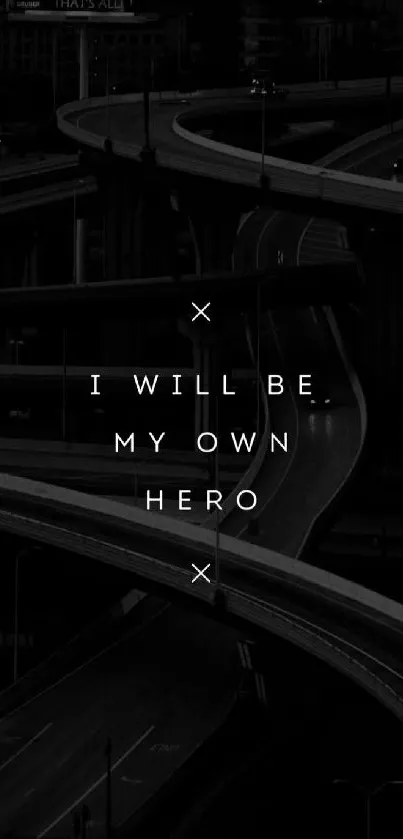 Dark urban wallpaper with motivational quote.