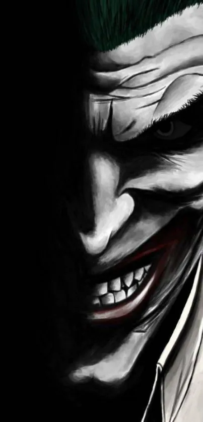 Dark Joker-inspired mobile wallpaper featuring intense artistic details.