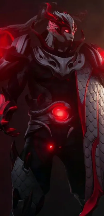 Dark warrior with red accents on stylish mobile wallpaper.