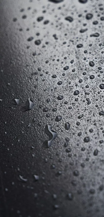 Dark wallpaper with water droplets on glossy surface.