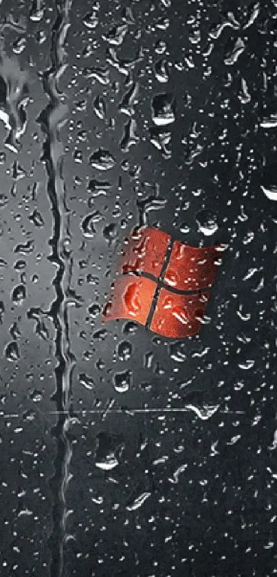 Dark gray wallpaper with red Windows emblem.