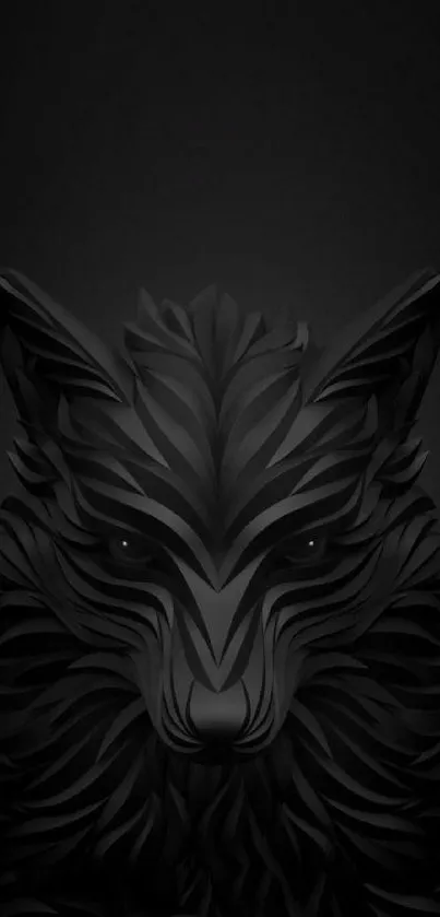 Dark and artistic wolf design on black wallpaper.