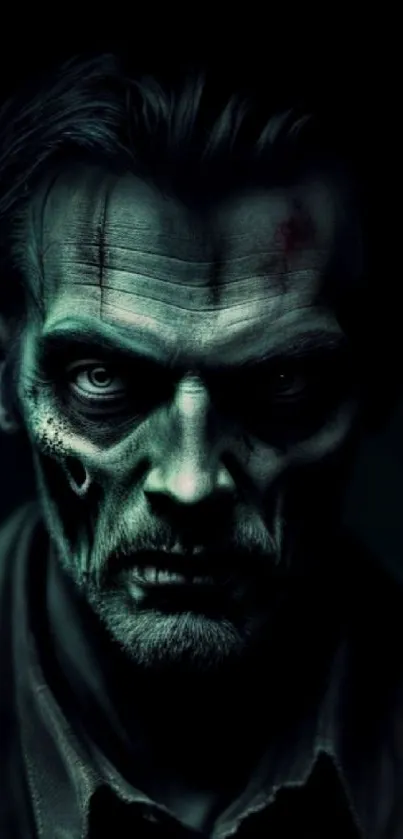 Dark and eerie zombie artwork for mobile wallpaper.