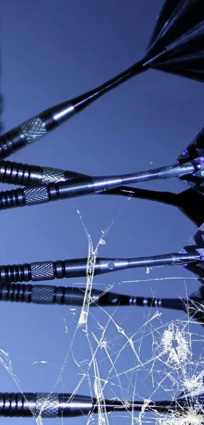 Focused darts with blue background, creating a dynamic and sporty phone wallpaper.