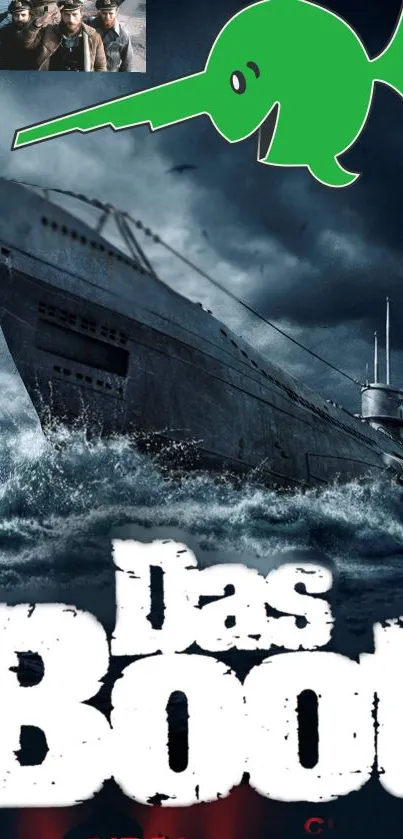 Submarine navigating stormy seas in 'Das Boot' wallpaper.