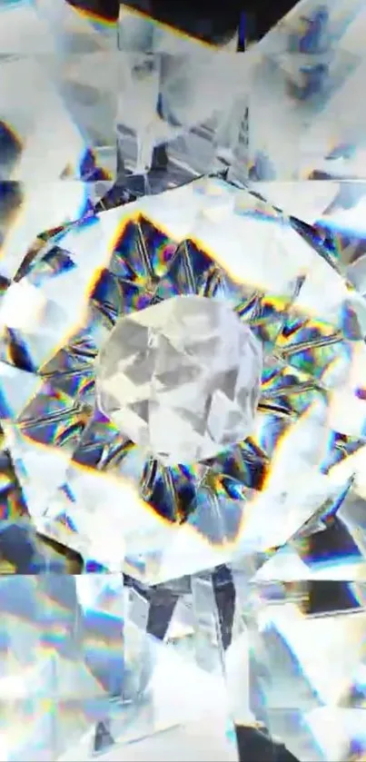 Dazzling crystal prism with light reflections.
