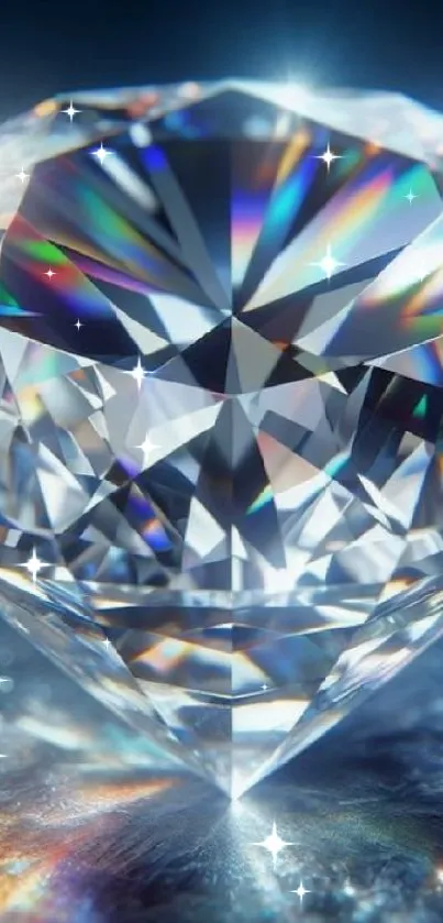 A close-up of a dazzling diamond reflecting vibrant colors.
