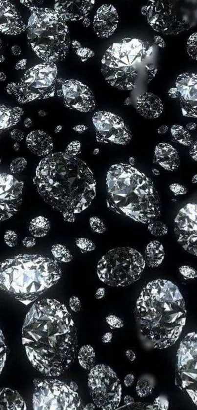 Shimmering diamonds on a black background, perfect elegant wallpaper.