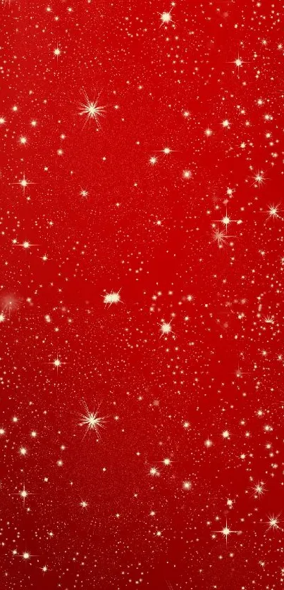 Red starry mobile wallpaper with dazzling sparkling pattern.