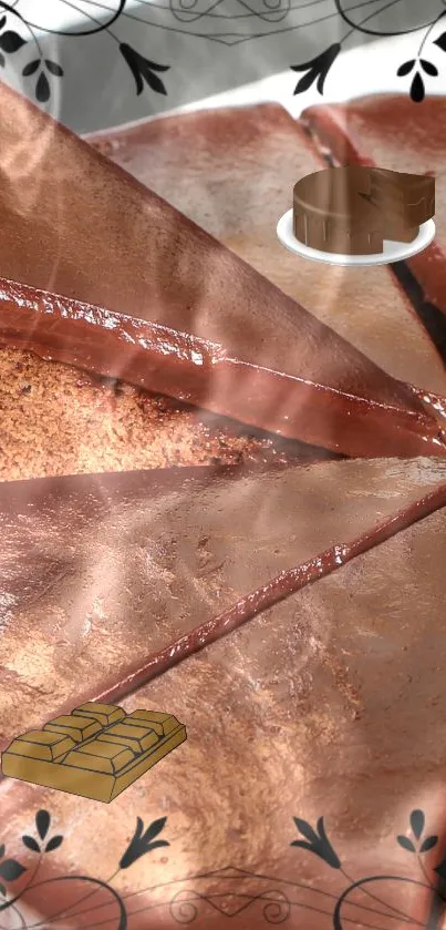 Close-up of rich chocolate cake slice wallpaper.