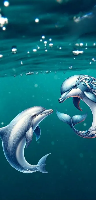 Serene blue underwater ocean scene mobile wallpaper.